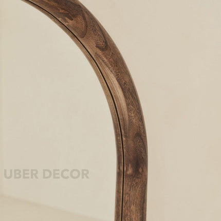 Hazel Arched Teak Wood Floor Mirror – Slim Full-Length Mirror for Bedroom & Entryway