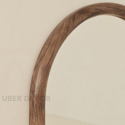 Hazel Arched Teak Wood Floor Mirror – Slim Full-Length Mirror for Bedroom & Entryway