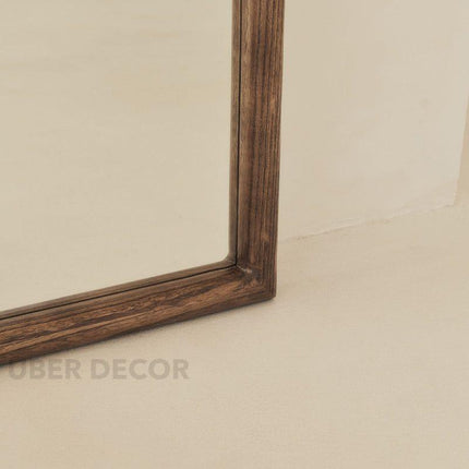 Hazel Arched Teak Wood Floor Mirror – Slim Full-Length Mirror for Bedroom & Entryway