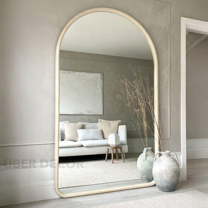 Nina Arched Teak Wood Full-Length Mirror – Modern Wall Mirror for Living Room & Bedroom
