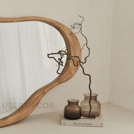 Ella Organic Teak Wood Accent Mirror – Sculptural Wall & Console Mirror