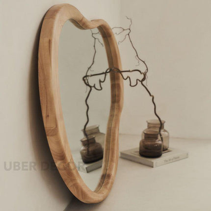 Ella Organic Teak Wood Accent Mirror – Sculptural Wall & Console Mirror