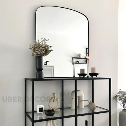 Arco- Mid Length Arch Shaped Metal Framed Mirror for Console, Makeup Table, Powder Room or Vanity