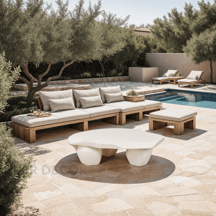 Havel Coffee Table, Sculptural Modern Japandi European Organic Center Table with Matte White Finish for Living Room