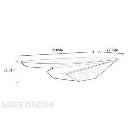 Colorado River Coffee Table, Modern Sculptural Wooden Center Table with Geometric Base for Living Room
