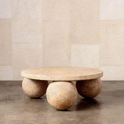 Albany Contemporary Mid Century Modern Japandi Coffee Table – Organic Freeform Wooden Top with Geometric Base – Minimalist Designer Center Table for Living Room