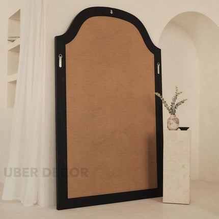 Violet Arched Black Wood Wall Mirror – Elegant Full-Length Mirror for Bedroom & Living Room