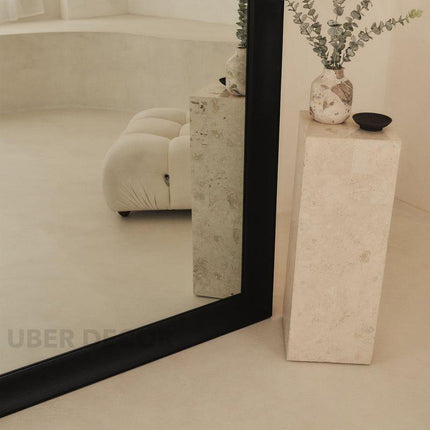 Violet Arched Black Wood Wall Mirror – Elegant Full-Length Mirror for Bedroom & Living Room