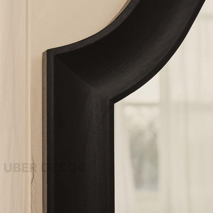 Violet Arched Black Wood Wall Mirror – Elegant Full-Length Mirror for Bedroom & Living Room