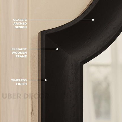 Violet Arched Black Wood Wall Mirror – Elegant Full-Length Mirror for Bedroom & Living Room