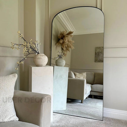 ArchLoom- Full Length Arch Shaped Metal Framed Mirror for Boutiques, Clothing Stores, Living Room or Bedroom