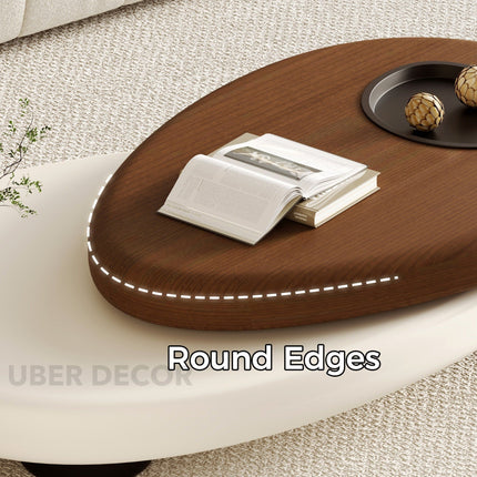 Songhua Contemporary Mid Century Japandi Coffee Table – Organic Two Tone Sculptural Design with Solid Wood Top and Inset Tray – Modern Centerpiece for Living Room
