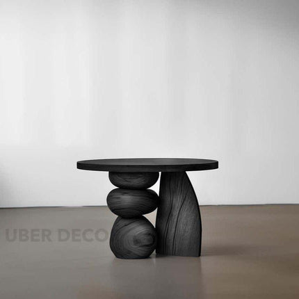 Chindwin Coffee Table, Sculptural Organic Wooden Artistic Center Table with Pebble Base for Living Room
