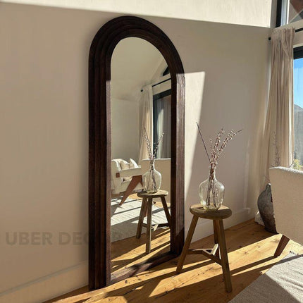 Ruby Arched Layered Wood Wall Mirror – Elegant Full-Length Mirror for Entryway & Living Room