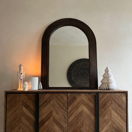 Vivienne Arched Layered Wood Mirror – Sculptural Wall Mirror for Niche & Console Styling