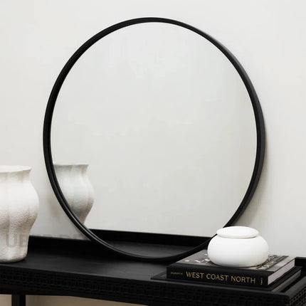 Round Haven Circular Metal Framed Mirror Full Length Standing Floor Mirror for Bedroom or Living Room