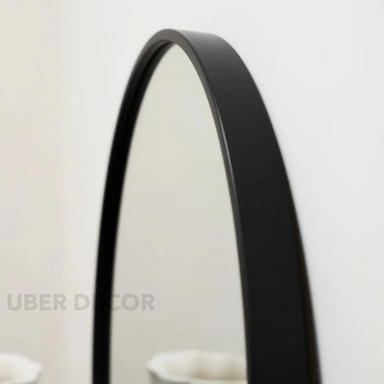 Round Haven Circular Metal Framed Mirror Full Length Standing Floor Mirror for Bedroom or Living Room