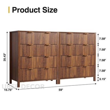 Stratus Grove Modern Walnut Dresser – Vertical Cabinet for Bedroom, Living Room, or Entryway Storage