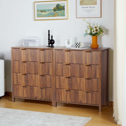 Stratus Grove Modern Walnut Dresser – Vertical Cabinet for Bedroom, Living Room, or Entryway Storage