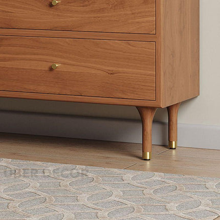 GeoForm Walnut Modern Dresser – Artistic Carved 6-Drawer Storage Cabinet