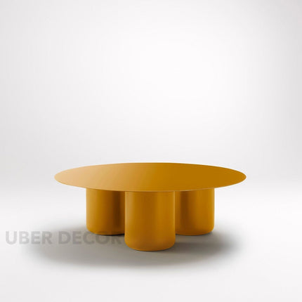 Ord Coffee Table, Modern Sculptural Cobalt Blue Round Minimalist Center Table with Cylindrical Base for Living Room