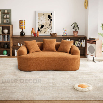 Oslen 62" 2-Seater Japandi Curved Loveseat – Oversized Wabi Sabi Style Couch for Living Room