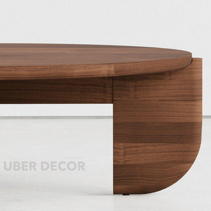 Ob Sculptural Mid Century Japandi Coffee Table – Organic Round Solid Wood Top with Cylindrical Legs – Timeless Designer Centerpiece for Living Room