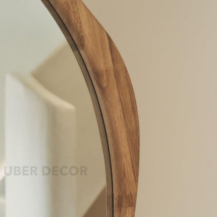 Rowena Wavy Teak Wood Mirror – Sculptural Organic Full-Length Floor Mirror