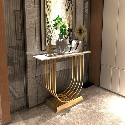 Virello Arc Console Table – Custom Marble Top | Mid-Century Modern European Hallway Accent Console