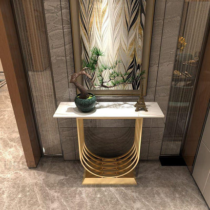 Virello Arc Console Table – Custom Marble Top | Mid-Century Modern European Hallway Accent Console