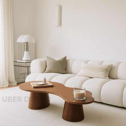 Vistula Mid Century Modern Japandi Coffee Table Scandinavian Freeform Center Table with Cylindrical Legs Custom Made to Order for Living Room