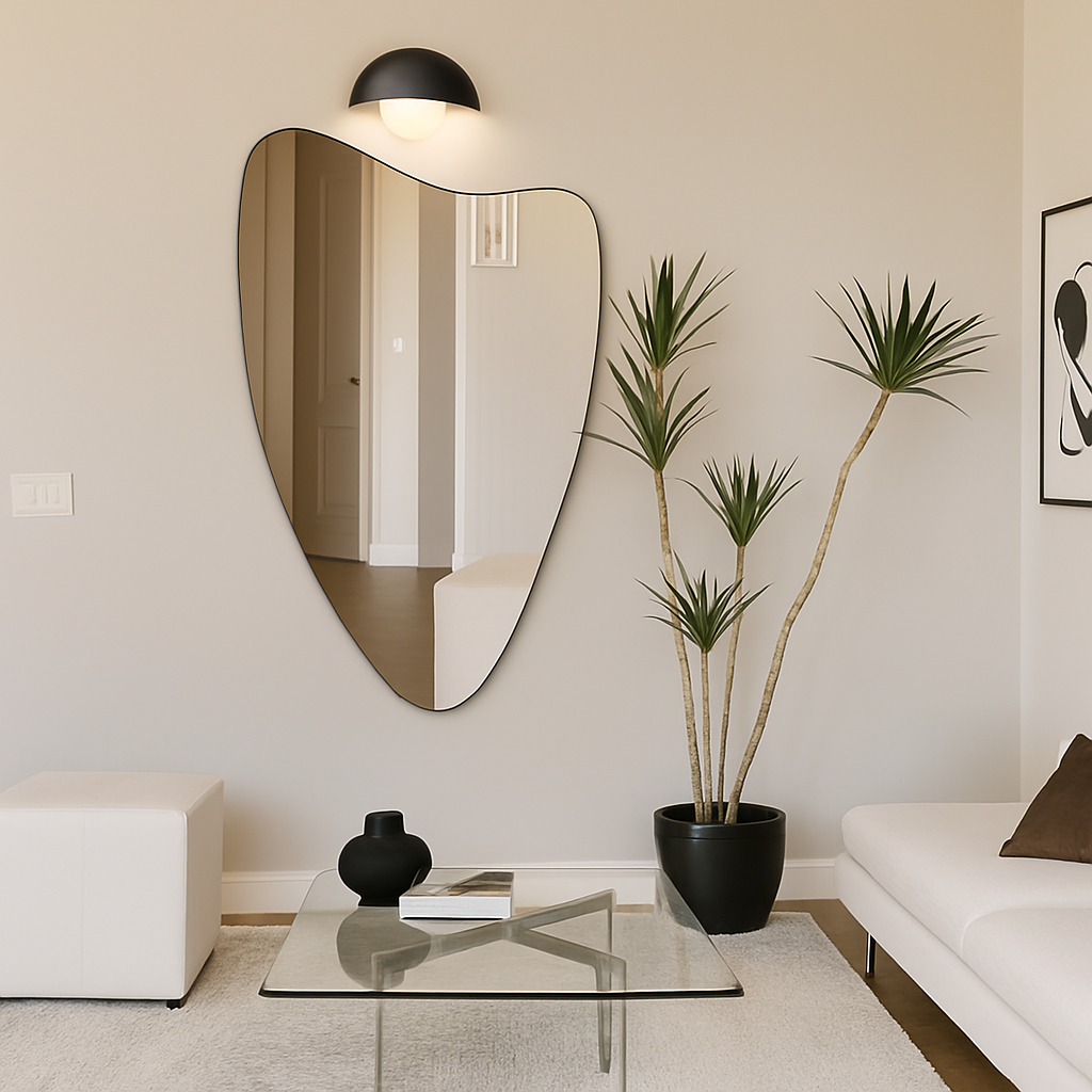 Asymmetrical Frameless Wall Mirror-Modern Asymmetric Irregular Mirror for Bathroom Vanity or Living Room