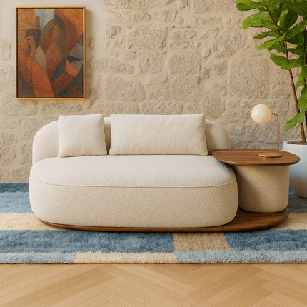 Orbitra Lounge Chair Minimalist Modern Accent with Sculptural Platform Base and Functional Surface Statement Seating for Living Room and Bedroom Interiors