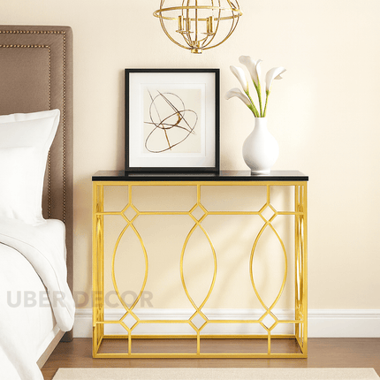 Verona Deco Iron Console Table – Vintage-Inspired Geometric Frame Console for Entryway or Living Room Styling