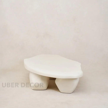 Havel Coffee Table, Sculptural Modern Japandi European Organic Center Table with Matte White Finish for Living Room