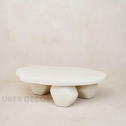 Havel Coffee Table, Sculptural Modern Japandi European Organic Center Table with Matte White Finish for Living Room
