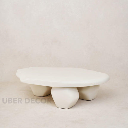 Havel Coffee Table, Sculptural Modern Japandi European Organic Center Table with Matte White Finish for Living Room