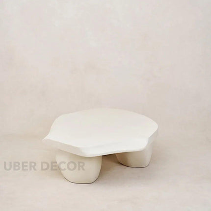 Havel Coffee Table, Sculptural Modern Japandi European Organic Center Table with Matte White Finish for Living Room