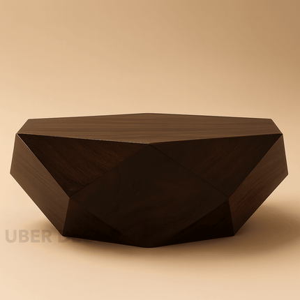 Liffey Coffee Table, Modern Geometric Sculptural Wooden Polygonal Center Table for Living Room