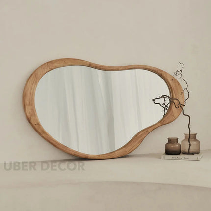 Ella Organic Teak Wood Accent Mirror – Sculptural Wall & Console Mirror