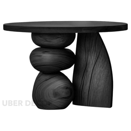 Chindwin Coffee Table, Sculptural Organic Wooden Artistic Center Table with Pebble Base for Living Room