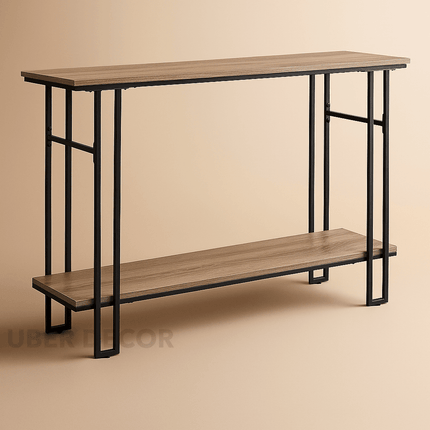 Weybridge Modern Industrial Console Table – Customizable Wood Shelving with Sleek Frame for Entryway or Living Room