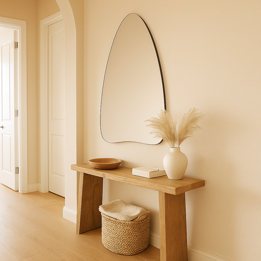 Asymmetrical Frameless Wall Mirror-Modern Asymmetric Irregular Mirror for Bathroom Vanity or Living Room