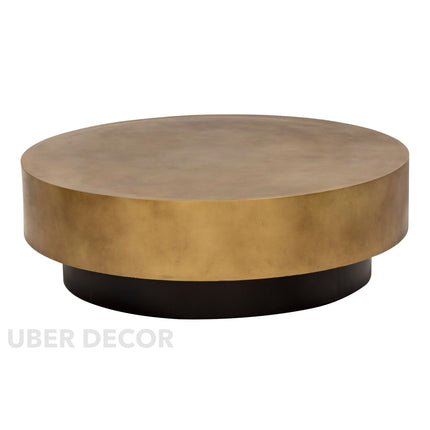 Nelson Coffee Table, Modern Luxury Stainless Steel Brushed Gold and Black Round Center Table for Living Room
