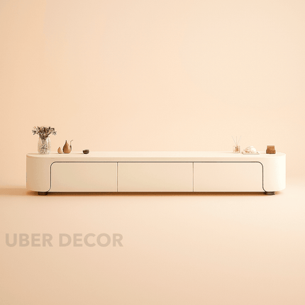 Ovara Loop – Modern Coffee Table, Nordic Inspired Storage Center Table with Rounded Edge Design TV Unit