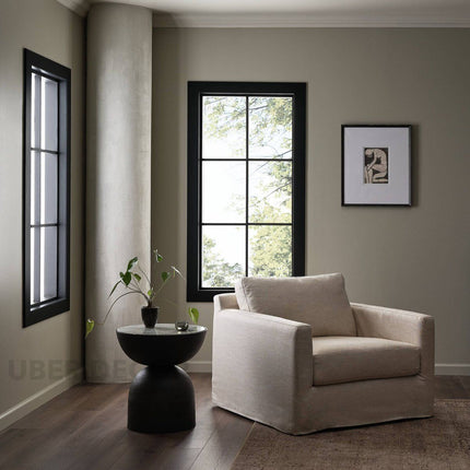 The Orion Balance – Custom Double Sphere Base Side Table with Marble Top in Mid Century Modern Contemporary Style for Living Room or Lounge