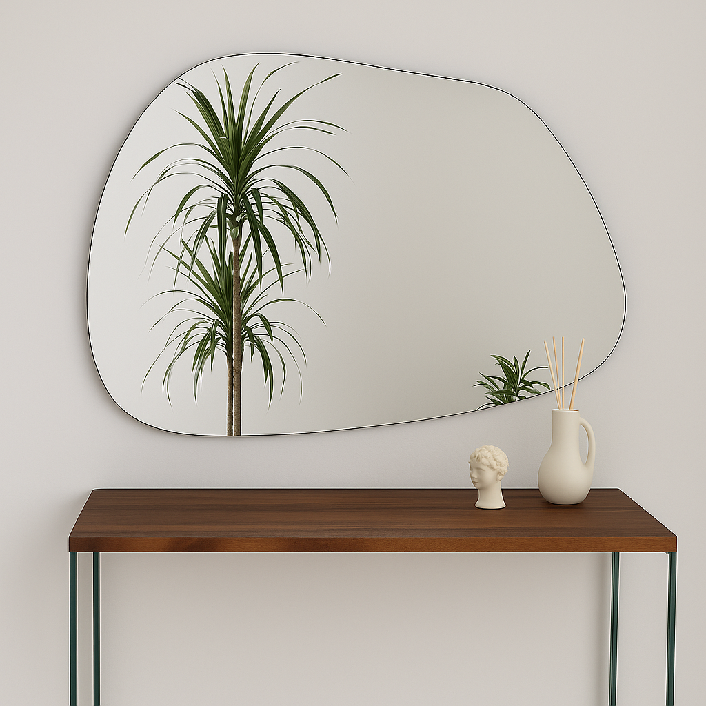 Irregular Charm Asymmetric Blob Shaped Irregular Frameless Wavy Mirror for Wall Decor, Bathroom or Living Room