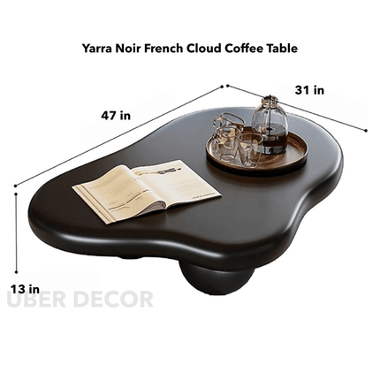 Yarra Noir French Cloud Coffee Table – Irregular Black MDF Top with Rounded Legs – Modern Minimalist Statement Piece for Living Room Interiors