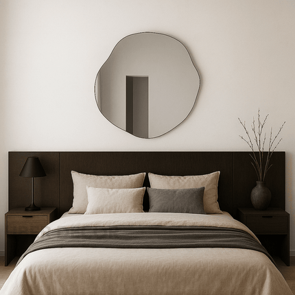 Chic Wavy Frameless Mirror-Unique Curvy Frameless Round Mirror for Bathroom Vanity or Powder Room