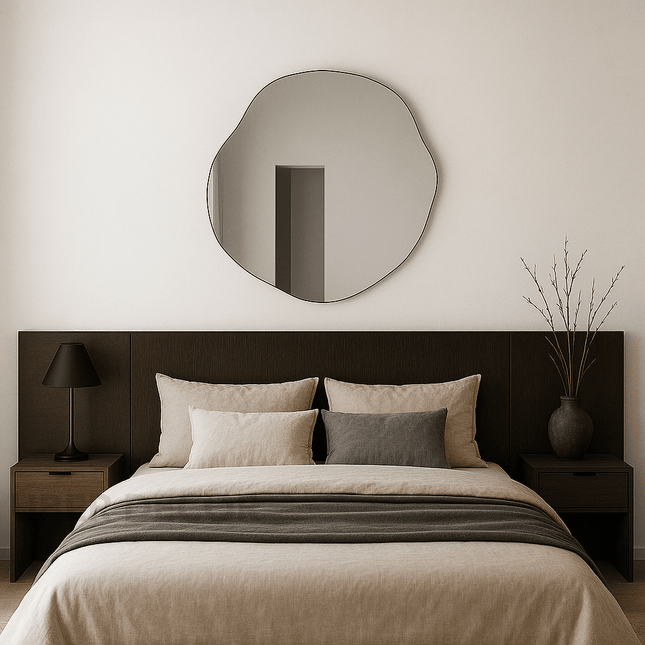 Chic Wavy Frameless Mirror-Unique Curvy Frameless Round Mirror for Bathroom Vanity or Powder Room